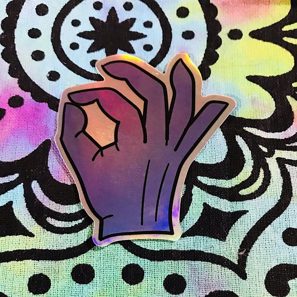 OK Hand Metallic Prismatic Reflective Single Decor Sticker - Picture 5 of 13